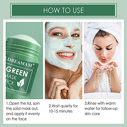 Green Stick Mask,Mascarilla de té verde,Purifying Clay Stick Mask,Control De Aceite Hidratante,Limpieza Profunda,Eliminación Puntos negros & Acné,Ajuste del equilibrio de grasa,Para Todo Tipo de Piel