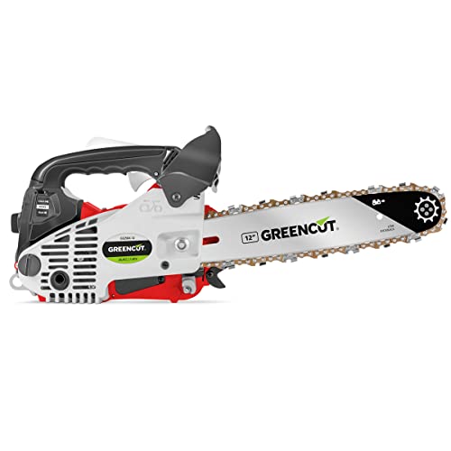 GREENCUT GS250X-12 - Motosierra Poda de gasolina 25,4cc y 1,4cv con espada de 12'' Arranque Easy-Start, Sistema Anti-Vibración, Incluye protector de espada