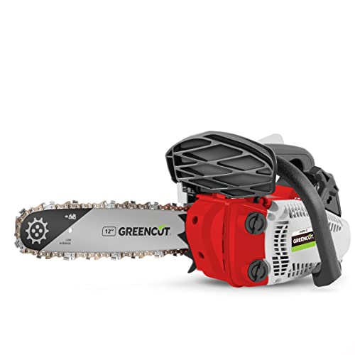 GREENCUT GS250X-12 - Motosierra Poda de gasolina 25,4cc y 1,4cv con espada de 12'' Arranque Easy-Start, Sistema Anti-Vibración, Incluye protector de espada