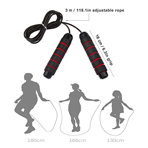 GREFIC 2 Cuerda Saltar Speed Rope, Ajustable de 3 m Comba para Crossfit, Boxeo, Fitness Sport en Casa, Combas para Saltar para Hombre, Niños, Mujer,