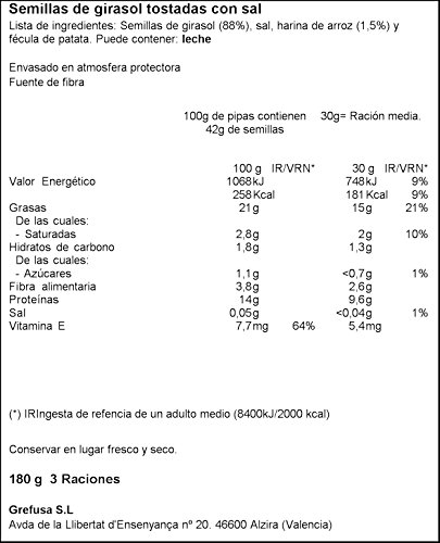 Grefusa - El Piponazo Original | Pipas Grandes Tostadas con Sal - 170 gr - 3 Paquetes