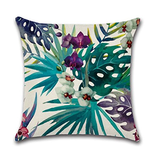 Gspirit 4 Pack Tropical Flamenco Flor Hojas Algodón Lino Throw Pillow Case Decorativo Funda e Almohada 45x45cm