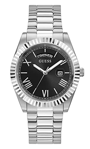 GUESS Men's Quartz Watch with Stainless Steel Strap, Silver, 22 (Model: GW0265G1)