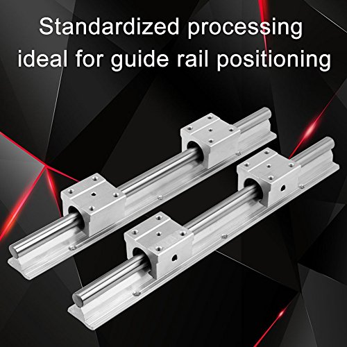 Guía de riel lineal de 2 piezas de 30 cm, eje de riel deslizante tipo SBR12 de bloqueo, con bloque de deslizamiento de cojinetes de 4 piezas, alta dureza, antioxidante, para enrutadores CNC de bricola