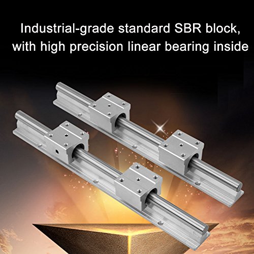 Guía de riel lineal de 2 piezas de 30 cm, eje de riel deslizante tipo SBR12 de bloqueo, con bloque de deslizamiento de cojinetes de 4 piezas, alta dureza, antioxidante, para enrutadores CNC de bricola