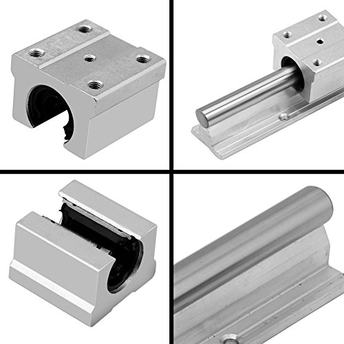Guía de riel lineal de 2 piezas de 30 cm, eje de riel deslizante tipo SBR12 de bloqueo, con bloque de deslizamiento de cojinetes de 4 piezas, alta dureza, antioxidante, para enrutadores CNC de bricola