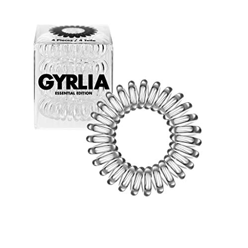 Gyrlia Essential Edition Gomas para el pelo en espiral (1 paquete de 4 unidades), material reciclado, transparente, fuerte sujeción, respetan el cabello