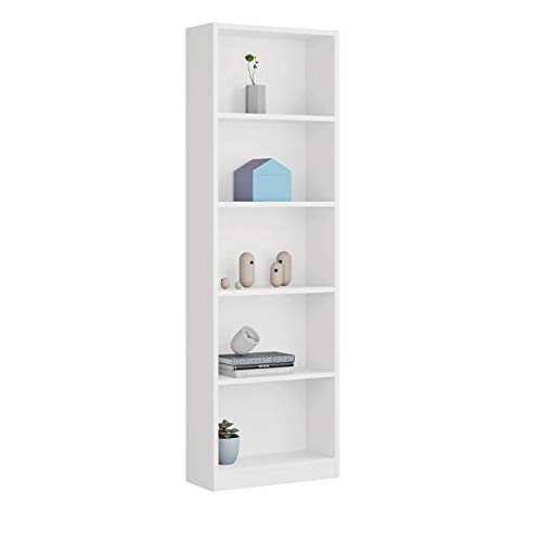 Habitdesign Estantería Juvenil 6 baldas, Librería Vertical, Modelo I-Joy, Acabado en Color Blanco Artik, Medidas: 180 cm (Alto) x 52 cm (Ancho) x 25 cm (Fondo)