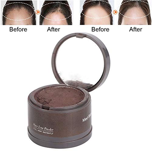 Hair Line Powder Hairline Beauty Cosmetics para rellenar el cabello fino, Hairline Shadow Powder con un soplo y espejo para mujeres y hombres.(Marrón medio)