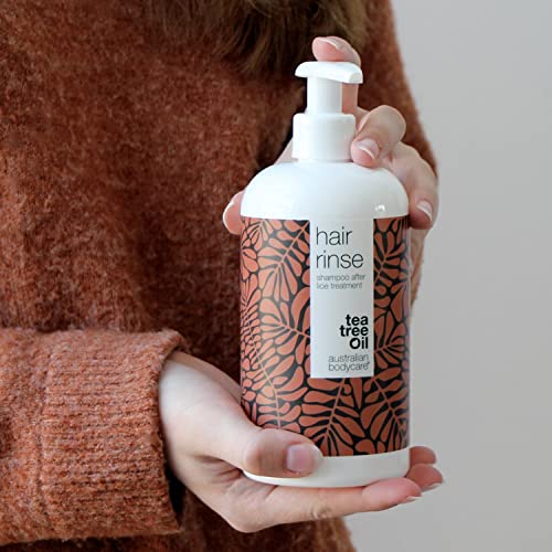 Hair Rinse de Australian Bodycare, 500 ml| Champú para los piojos de la cabeza para usar cdespués del tratamiento anti-piojos | Champú con aceite de árbol del té con 100% puro | 100% Vegano