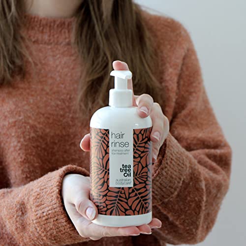 Hair Rinse de Australian Bodycare, 500 ml| Champú para los piojos de la cabeza para usar cdespués del tratamiento anti-piojos | Champú con aceite de árbol del té con 100% puro | 100% Vegano