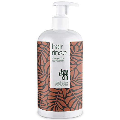 Hair Rinse de Australian Bodycare, 500 ml| Champú para los piojos de la cabeza para usar cdespués del tratamiento anti-piojos | Champú con aceite de árbol del té con 100% puro | 100% Vegano