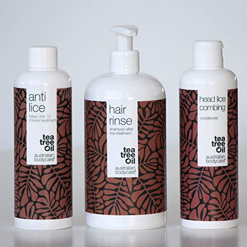 Hair Rinse de Australian Bodycare, 500 ml| Champú para los piojos de la cabeza para usar cdespués del tratamiento anti-piojos | Champú con aceite de árbol del té con 100% puro | 100% Vegano