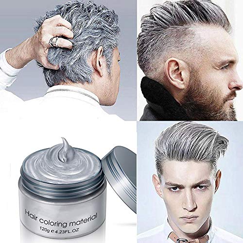 HairWax - Cera de pelo colorante temporal, Cera Colorante del Cabello, efecto de color gris