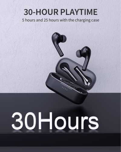 Hamlaem Auriculares Inalámbricos Bluetooth 5.2, Auriculares Bluetooth Estuche de Carga Inalámbrica, IPX8 Impermeable, Sonido Estéreo, Reproducción de 30 Horas, Micrófonos MEMS