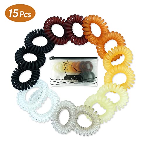 Hanyousheng Gomas de Pelo 15 Piezas Cintas para el Pelo en Espiral Lazos para Cabello en Espira Coleteros Elásticos de Multicolor Accesorios de Goma para Mujeres Traceless para Todo Tipo de Cabello