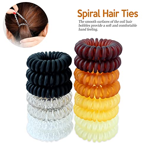 Hanyousheng Gomas de Pelo 15 Piezas Cintas para el Pelo en Espiral Lazos para Cabello en Espira Coleteros Elásticos de Multicolor Accesorios de Goma para Mujeres Traceless para Todo Tipo de Cabello