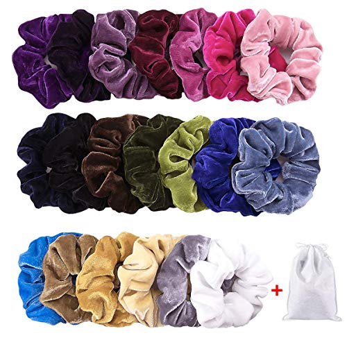 Harpily 20 Colors Hair Scrunchies Velvet Elastic Hair Ties Scrunchy Hair Bands Ponytail Holder Headbands para Mujeres Niñas Accesorios para el cabello +Bolsa