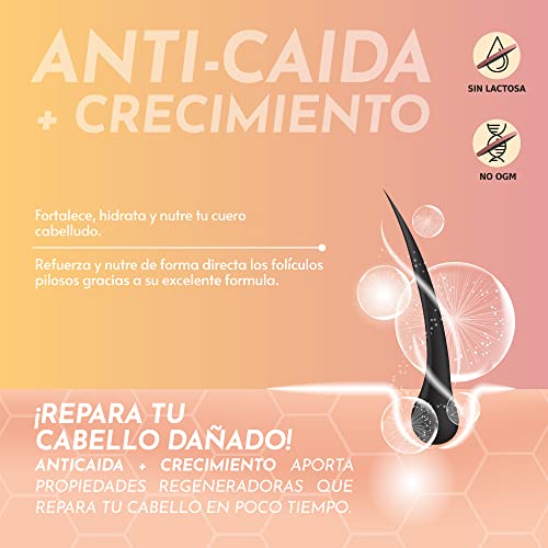 Healthy Fusion Efectivo Anticaída, Crecimiento para el cabello, Estimula el crecimiento, Aumenta volumen y densidad, Fortalece la raíz, Aporta brillo y luminosidad, Para mujeres y hombres, 30 cápsulas