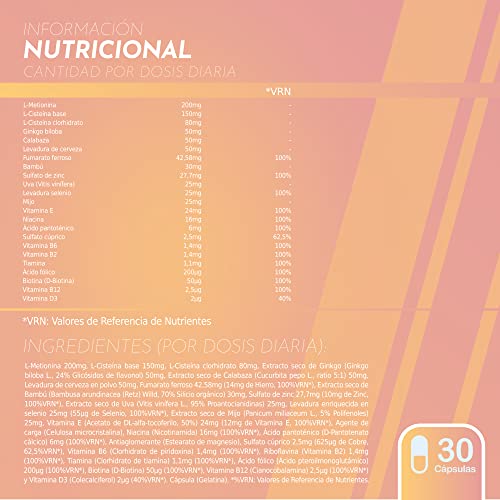 Healthy Fusion Efectivo Anticaída, Crecimiento para el cabello, Estimula el crecimiento, Aumenta volumen y densidad, Fortalece la raíz, Aporta brillo y luminosidad, Para mujeres y hombres, 30 cápsulas