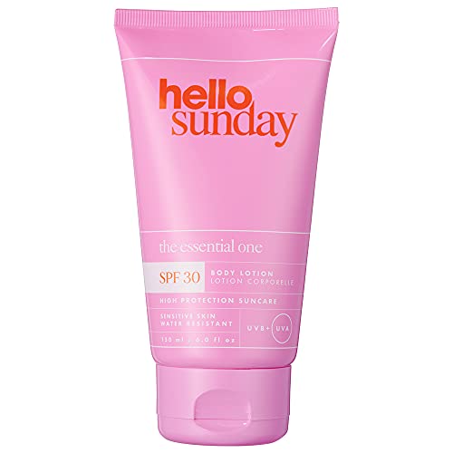 hello sunday | crema hidratante corporal enriquecida con ácido hialurónico y aloe vera - factor de protección solar SPF 30, 50 ml