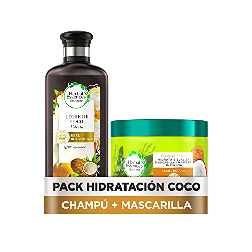 Herbal Essences Champú Hidratación, Leche de Coco + Mascarilla Concentrada Hidratante con Leche De Coco para pelo muy seco