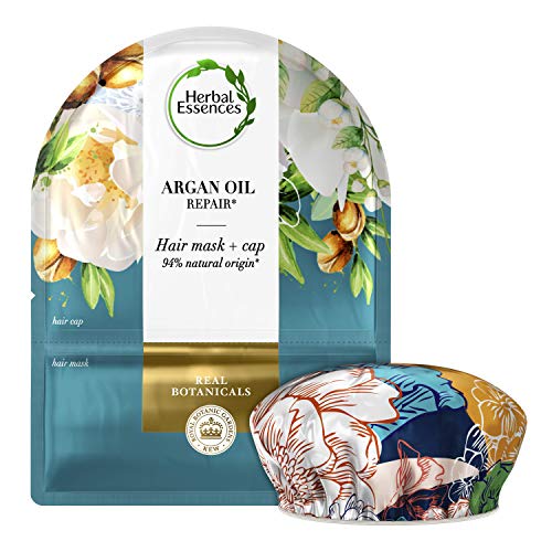 Herbal Essences Mascarilla Capilar + Gorro 20 ml Aceite de Argán Reparador, en Colaboración con el Real Jardín Botánico de KEW