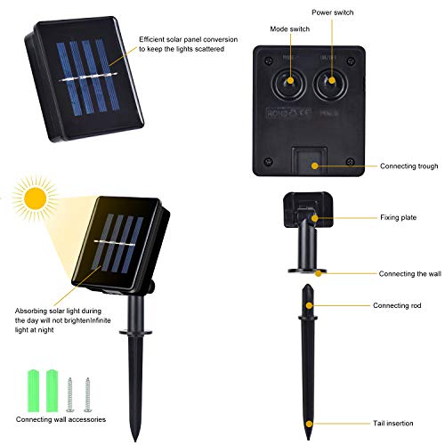 Herefun 200LEDs Solar Cadena de Luces 22M Guirnalda Luces Exterior, IP65 Impermeable Con 8 Modos de Luz para Jardín, Patio, Dormitorio, Bodas, Navidad, Blanco Cálido[Clase de eficiencia energética A]