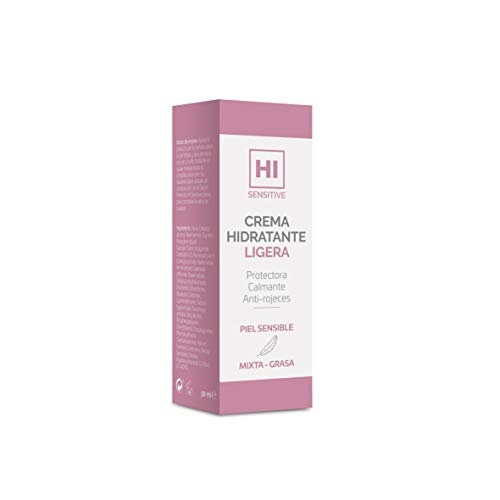 HI Sensitive | Crema Hidratante Ligera | Crema para Pieles Sensibles, Mixtas y Grasas | Crema Protectora, Calmante y Anti-Rojeces | Para Cara, Cuello y Escote