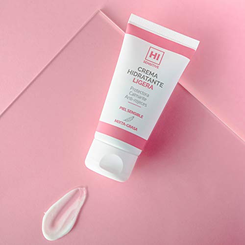 HI Sensitive | Crema Hidratante Ligera | Crema para Pieles Sensibles, Mixtas y Grasas | Crema Protectora, Calmante y Anti-Rojeces | Para Cara, Cuello y Escote