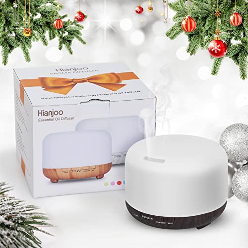 Hianjoo Aroma Diffuser Humidificador 450ml Humidificador Ultrasónico Aromaterapia Lámpara LED Colorida con Función Control Remoto para Yoga Salon SPA Vivir,Dormir, Bañarse, Hotel, Negro