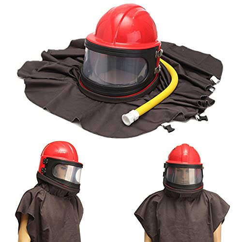 HJJH Casco De Seguridad con Chorro De Arena con Suministro De Aire, Máscara De Viento para Casco, Protector De Capucha De Chorro De Arena De ABS, Capucha De Chorro De Arena para Casco Pa