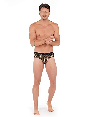 HOM Gary #2 Mini Briefs HO1 2p Ropa Interior, Lote de 2: Estampado geométrico, Negro, Amarillo, Blanco y Negro, M para Hombre