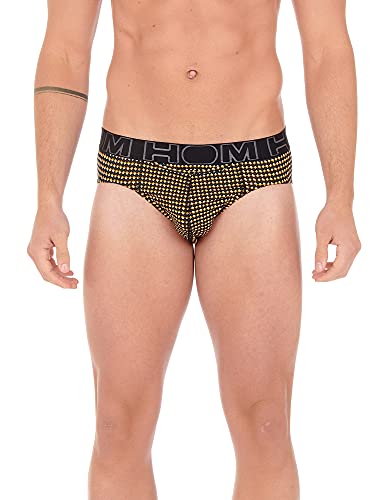 HOM Gary #2 Mini Briefs HO1 2p Ropa Interior, Lote de 2: Estampado geométrico, Negro, Amarillo, Blanco y Negro, M para Hombre