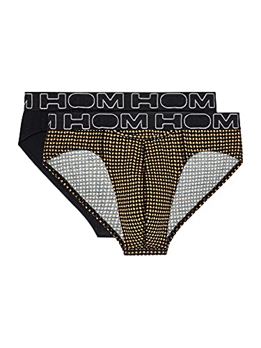 HOM Gary #2 Mini Briefs HO1 2p Ropa Interior, Lote de 2: Estampado geométrico, Negro, Amarillo, Blanco y Negro, M para Hombre