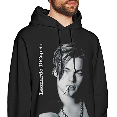 Hombre Sudaderas con Capucha, Sudaderas, Leonardo Dicaprio Fashion Men's Hoodie Black