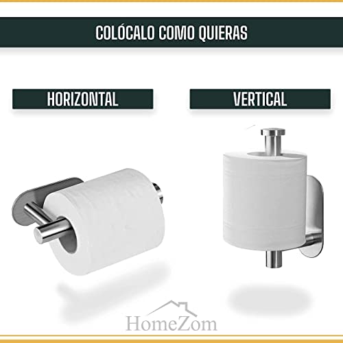 HomeZom - Portarrollos Baño para Papel Higiénico, Acero Inoxidable Portarollos Adhesivo Accesorios Baño Sin Taladro Colgador o Soporte Porta Rollos Papel Higiénico