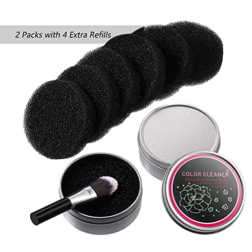 HONGECB Brocha para Maquillaje Esponja Limpiador, Esponja Caja Eliminación Color Para Pinceles, Limpiadora para Brochas, Esponja Seca Suave y Reutilizable para Una Limpieza Rápida, 2+6 Piezas