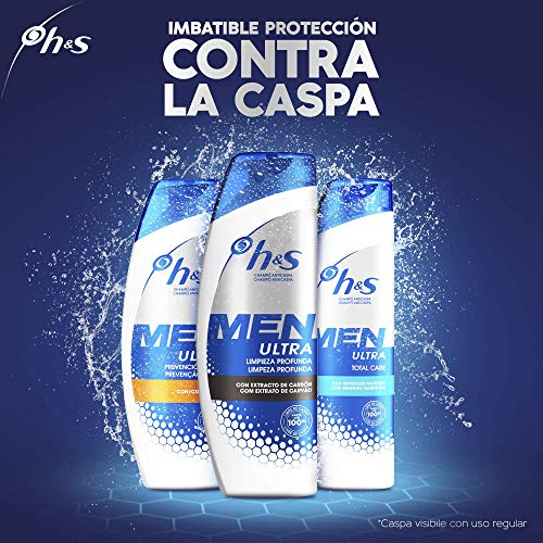 H&S Men Ultra Total Care Champú Anticaspa, Para Un Cuero Cabelludo Limpio, Con Minerales Marinos, 6 x 300 ml