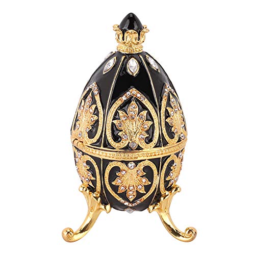 Huevo de Estilo Fabergé Pintado a Mano Vintage Huevo de Fabergé Huevo de Fabergé esmaltado con Diamantes Brillantes para Caja de baratijas de Huevos de Pascua