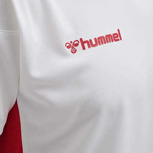 hummel HmlAuthentic Poly Jersey S/S Camiseta, Hombre, Blanco/Rojo, Small