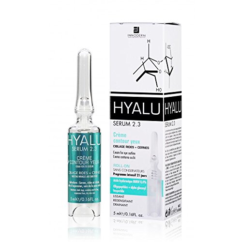 Hyalu Serum 2.3 – Crema antiarrugas – contorno de ojos – 5 ml – Innoderm – Cuidado antiojeras – Para los problemas de ojeras o oscurecimiento azul o marrón del párpado inferior – Fabricado en Francia