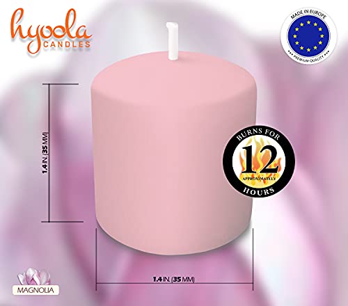 Hyoola Velas Votivas con Perfume - Velas Perfumadas con Aroma a Magnolia - Rosa Claro - 12 Horas de Combustión - Pack de 9 Velas Aromáticas - Hechas en Europa