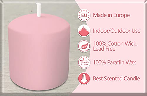 Hyoola Velas Votivas con Perfume - Velas Perfumadas con Aroma a Magnolia - Rosa Claro - 12 Horas de Combustión - Pack de 9 Velas Aromáticas - Hechas en Europa