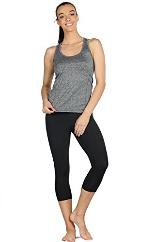 icyzone Camiseta de Tirantes Fitness Deportiva Mujer, Pack de 3 (M, Carboncillo/Lavanda/Melocotón)