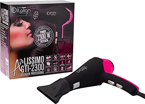 ID Italian Design | Secador de Pelo Silencioso 2 Modos de Calor, 2 Velocidades de Color Rosa - 2300W