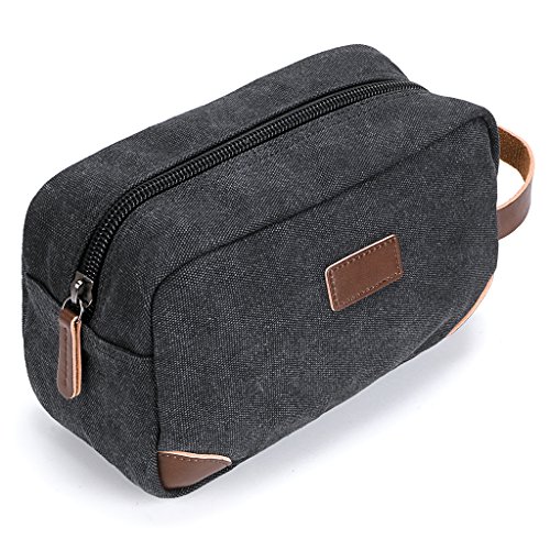 IGNPION Bolsas de aseo de viaje de lona para hombres Kit de afeitado Bolsas Dopp Kit cosméticos Bolsas de maquillaje negro, Black (Negro) - IGN0067