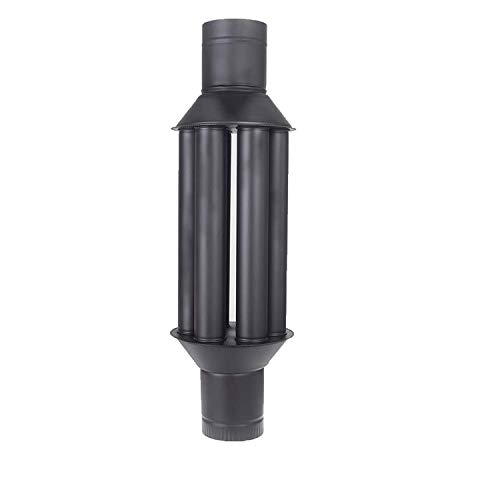 Intercambiador de calor de chimenea Vulkan/intercambiador de aire caliente, enfriador gas de escape negro, diámetro 150 mm, 6 tubos, válvula