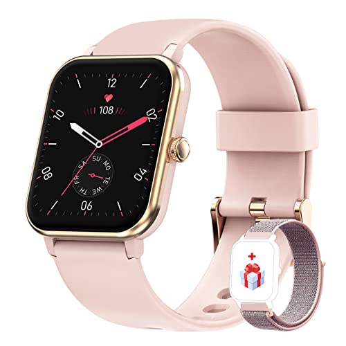 IOWODO Smartwatch R3PRO,Reloj Inteligente Mujer Impermeable IP68 con Oxímetro(SpO2),1.69" Pantalla con Termómetro Digital, Pulsómetro,Sueño,Podómetro,Pulsera de Actividad para Android iOS(2 Correas)