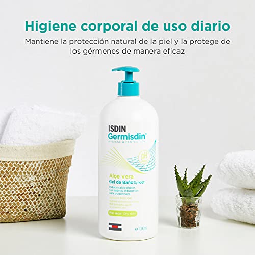 ISDIN Germisdin Aloe Vera Higiene Corporal de Uso Diario Gel de Baño Syndet con Aloe Vera Recomendado para Piel Seca o con Tendencia al Picor, Pack de 2 Unidades de 1000ml